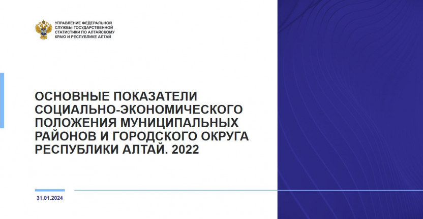 Основные показатели социально-экономического положения муниципальных районов и городского округа Республики Алтай. 2022